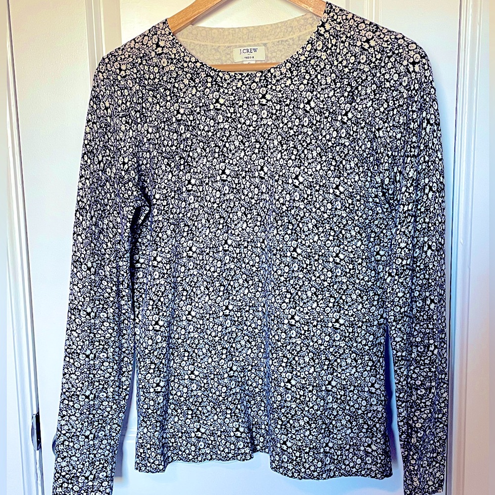 J. Crew 100% Cotton Floral Teddie Sweater